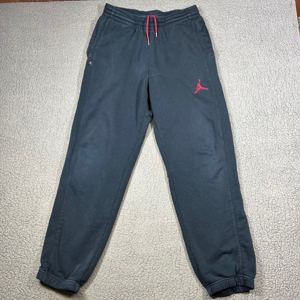 Jordan Sweatpants Men L Embroidered Jumpman Logo Black Streetwear Gorpcore